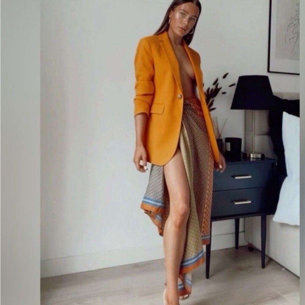Zara orange straight fit blazer